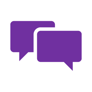 Ícone dos canais oficiais: dois balões de mensagem.